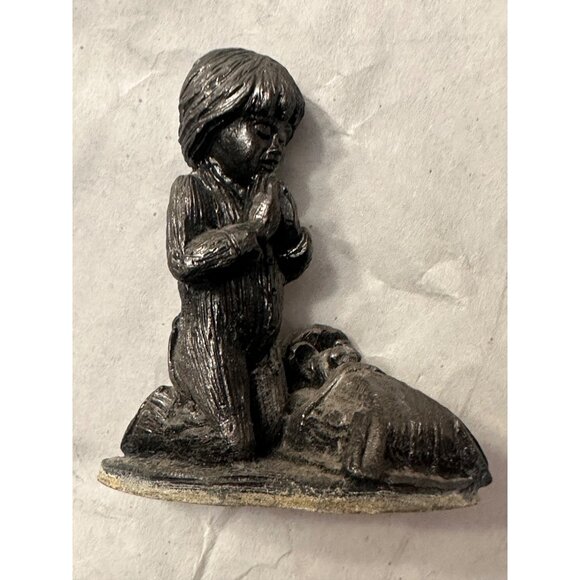 Vintage Michael Ricker Pewter Figurine Child Praying - Picture 4 of 4